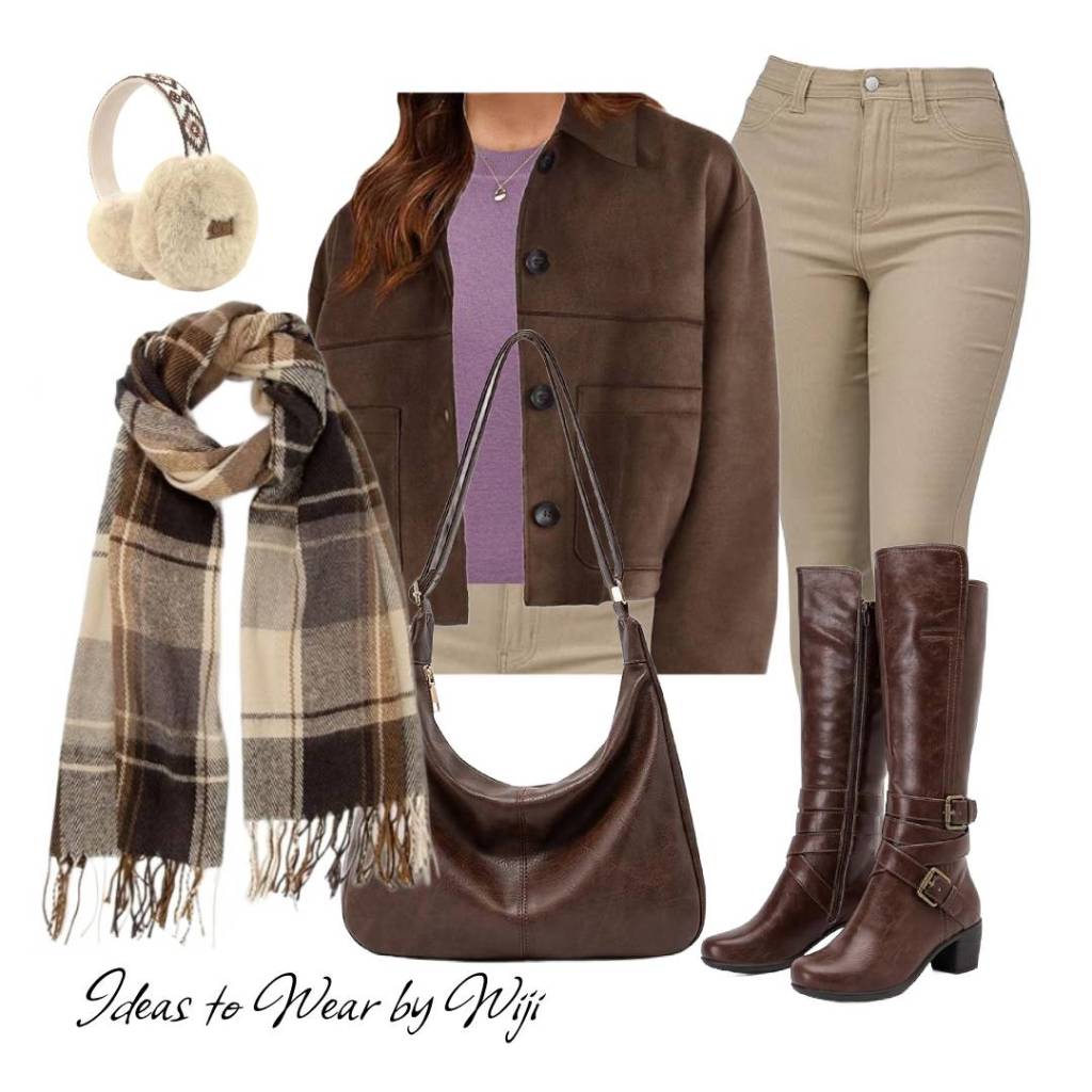 Purple Sweater Meets Earthy Browns and Mustard&nbsp;Tones