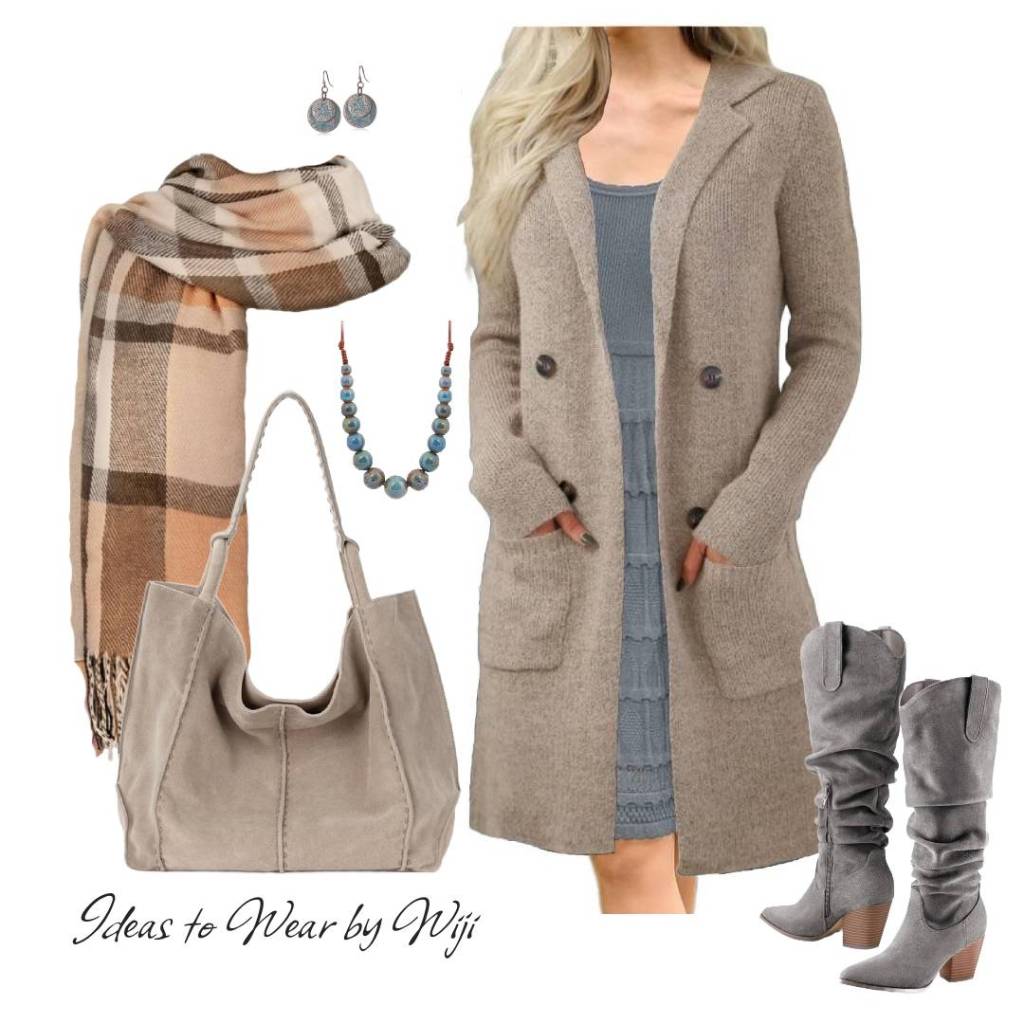 How to Style a Grey Crochet Dress for&nbsp;Fall